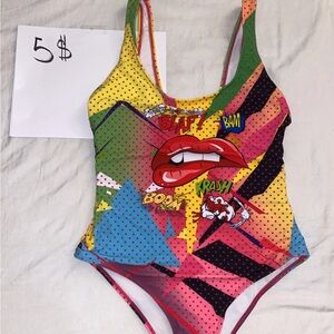 Colorful Comic Print Swimsuit